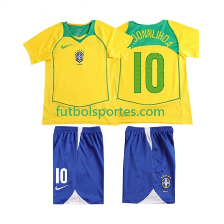 Camiseta Brasil RONALOINHO 10 2004 Retro Niño Primera Equipación